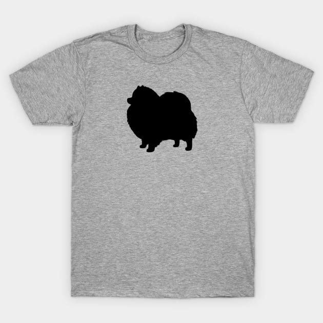 Black Pomeranian Dog Silhouette T-Shirt by Coffee Squirrel